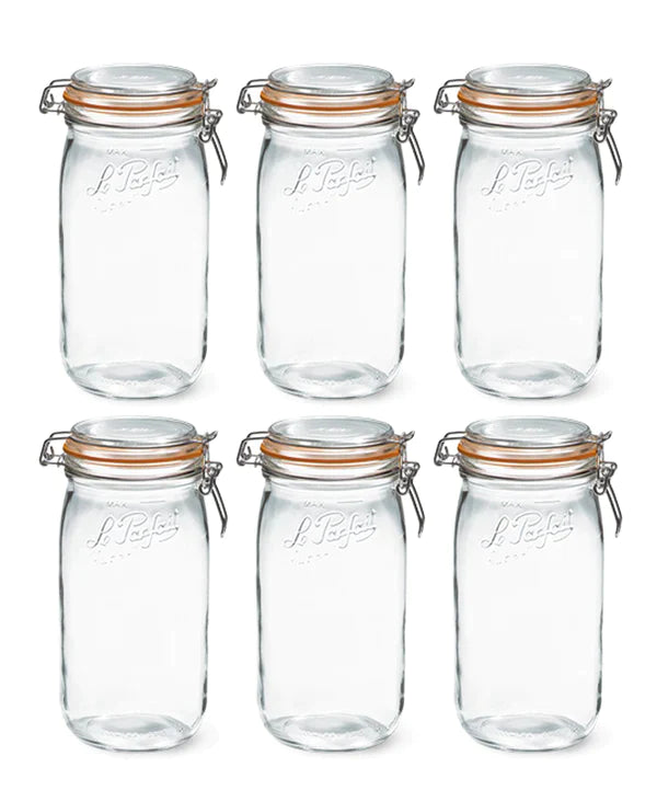 Le Parfait Super Preserve Clip Top Glass Storage Jars 2.0L Pack 6 ...